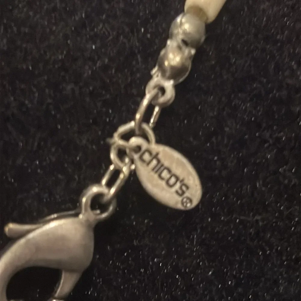 CHICO'S SIGNED Choker Bone Appearance Beaded Necklace Vintage Estate Jewelry​